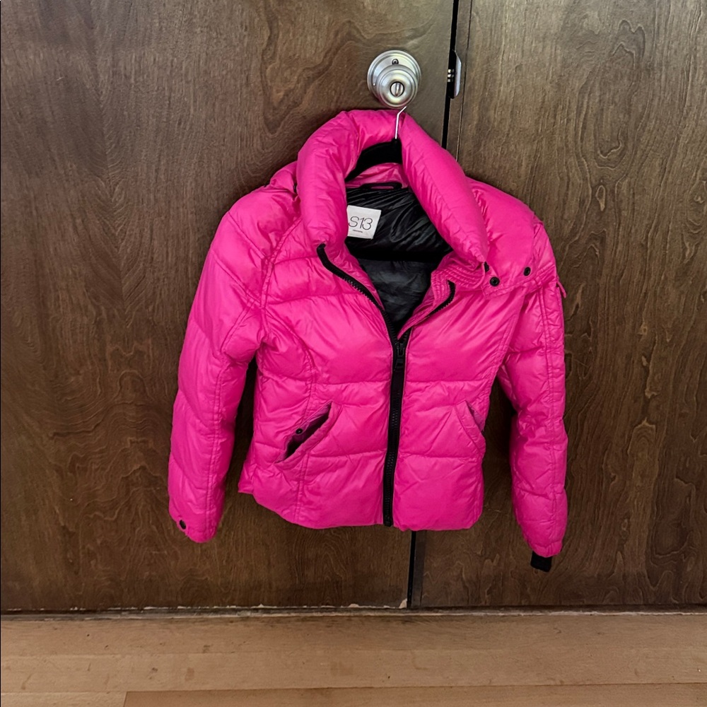 Sam S 13 Vibrant Pink Puffer hooded euc Jacket